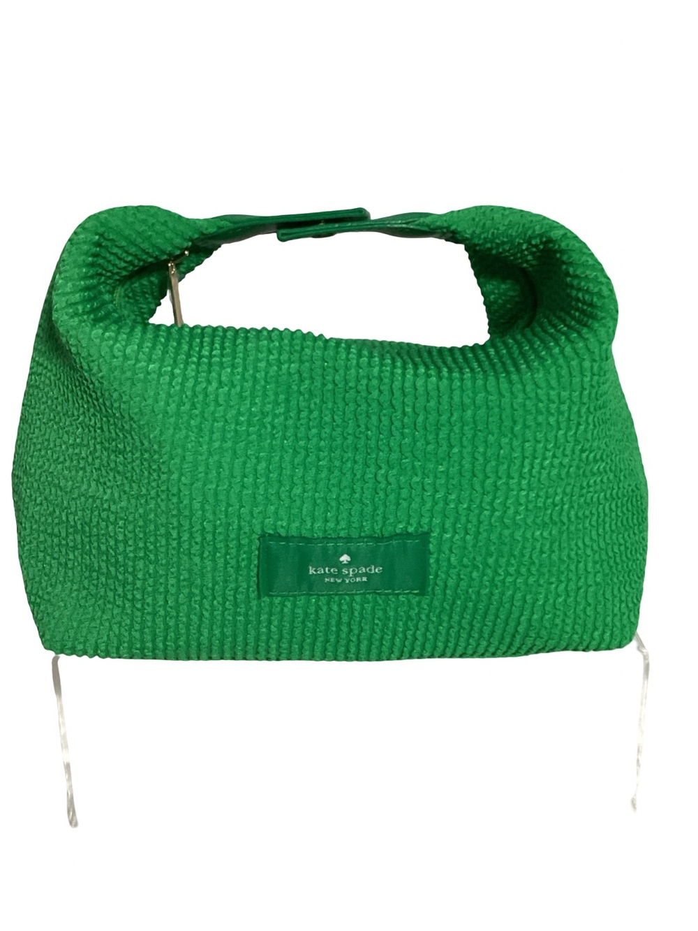 Kate Spade Green Ribbed Fabric Hobo Cosmetic Travel Bag NWOT